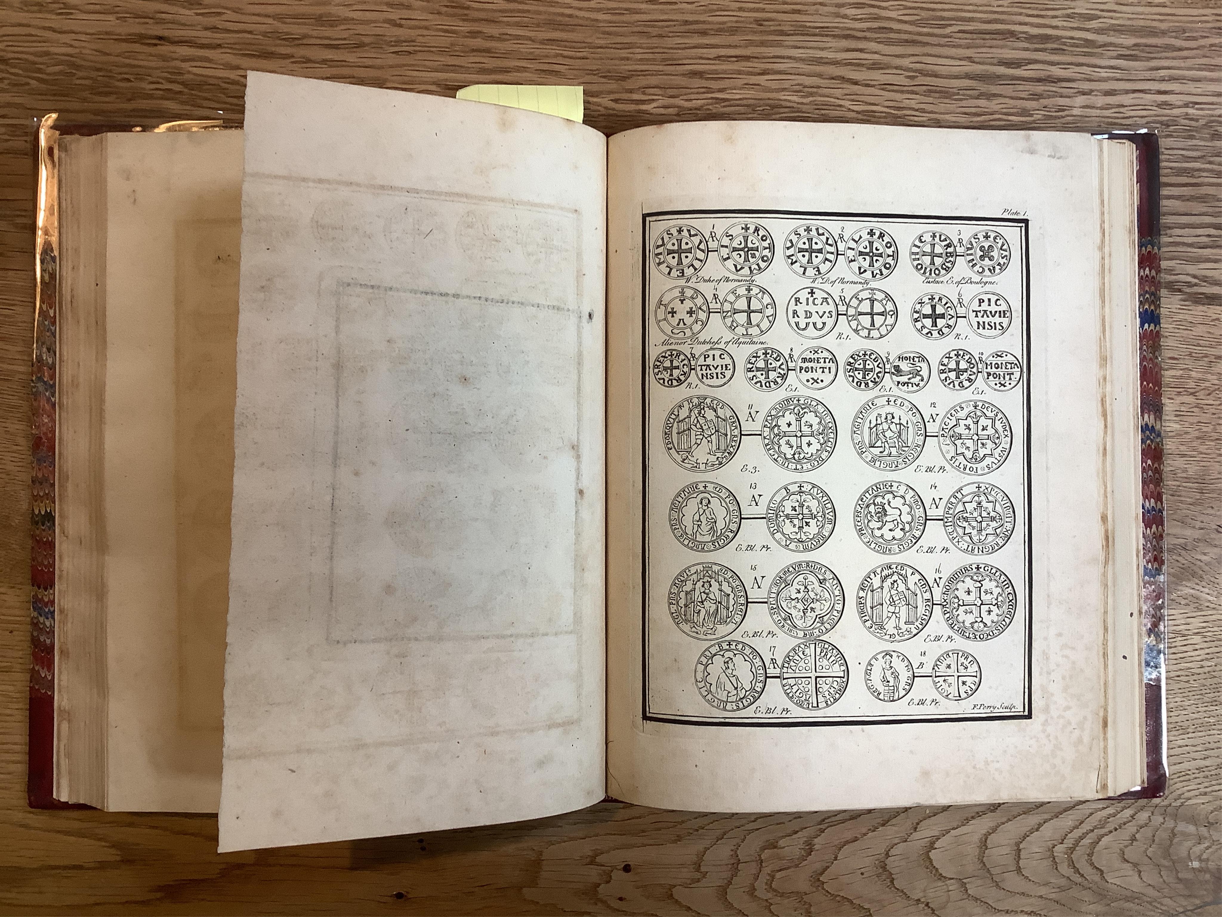 Ducarel, A.C. A series of about 200 Anglo-Gallic, or Norman and Aquitain coins of the ancient Kings of England, London 1757, first edition, bound with Pegge, S. An essay on the coins of Cunobelin...London 1766, 4to, cont